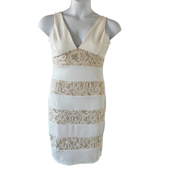 Love By Chesley Dresses & Skirts - White Sleeveless Lace Panel Dress Love by Chesley V-Neck Scoop Back Large